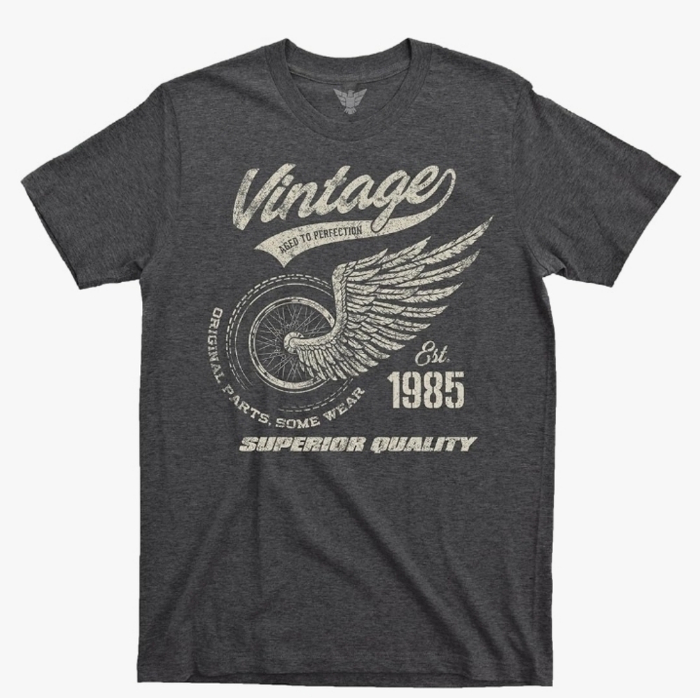 Vintage 1985 Graphic Gray T-Shirt - Mens Large -  New